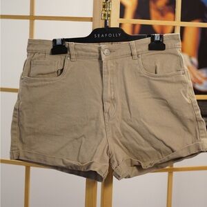 High Waisted Tan Size 6 Mom Shorts Casual Vintage Style Summer Fit